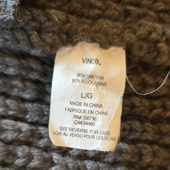 Vince Taupe Wool Knit Cunky Long Cardigan Coat | L - Picture 5 of 5